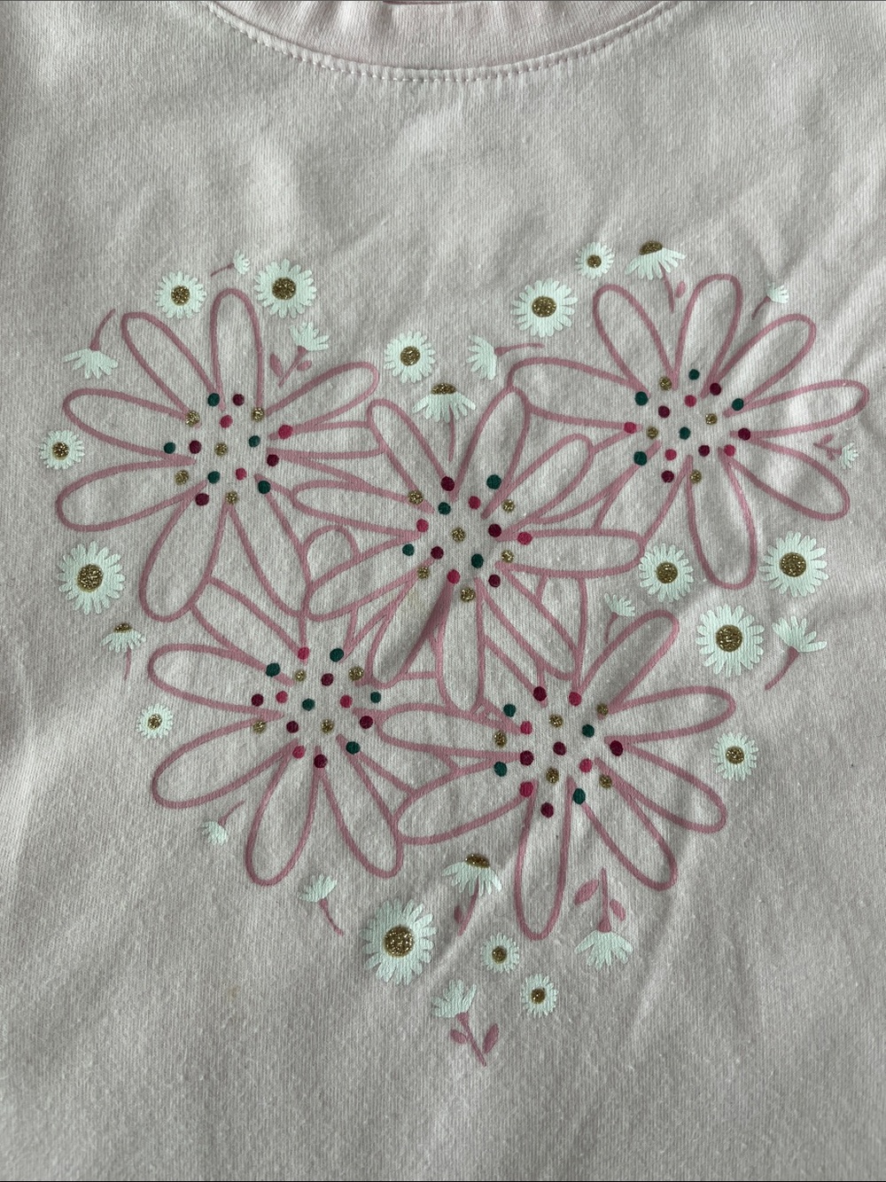 Cat & Jack Girls Pink Floral Heart Tee size 4T